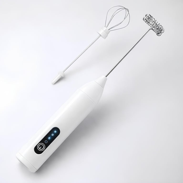 Mixer Elétrico Portátil Recarregável USB Tipo-C com 2 Batedores em Aço Inox para Café Leite e Bebidas