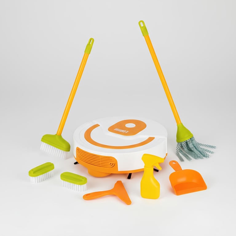 Kit De Limpeza Infantil Com Robô Aspirador Cleaning 7 peças