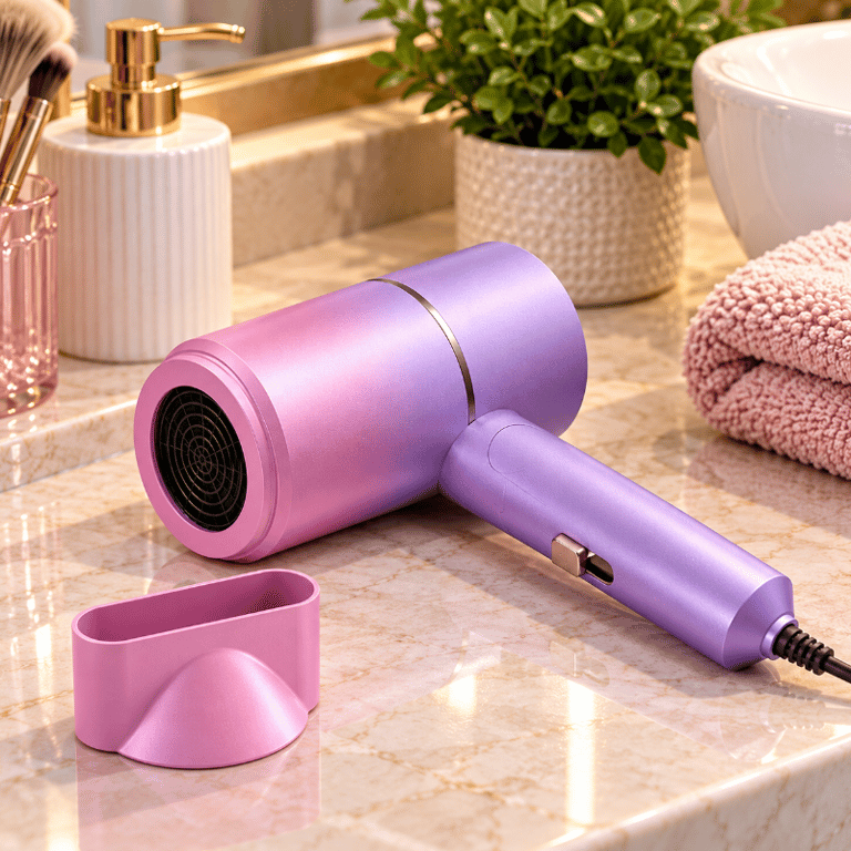 Secador De Cabelo Dobrável Portátil 1200W 220V Com Cabo Retrátil E Bocal Concentrador
