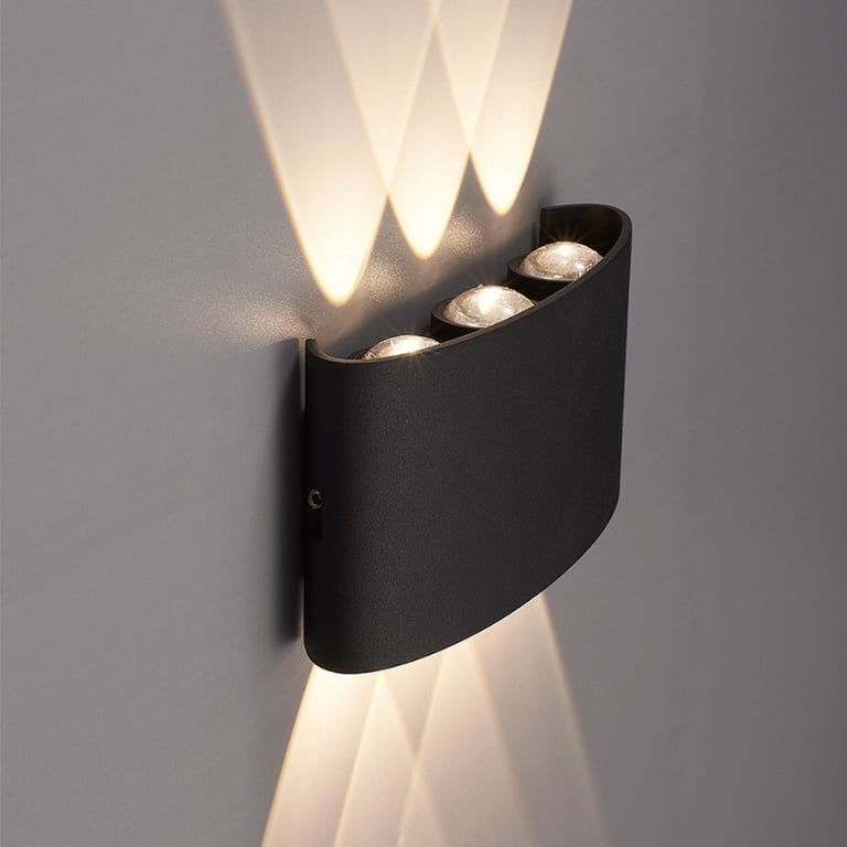 Luminária Arandela Led Preta 6 Fachos