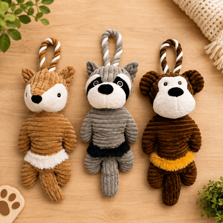 Brinquedo De Pelúcia Bichos Da Floresta Com Corda