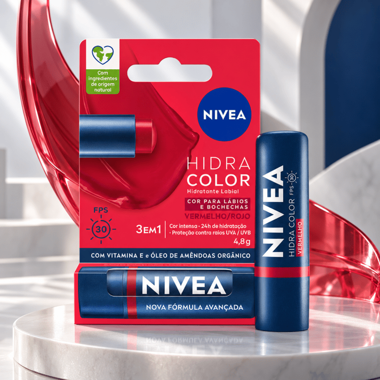 Hidratante Labial Hidra Color 3 em 1 Vermelho FPS 30 NIVEA 4,8g