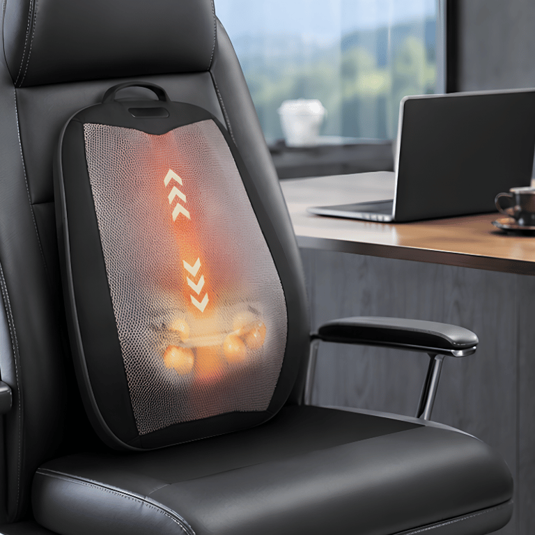 Massageador De Costas Com Vibração  Almofada Massageadora Ergonômica Para Cadeira Poltrona e Sofá