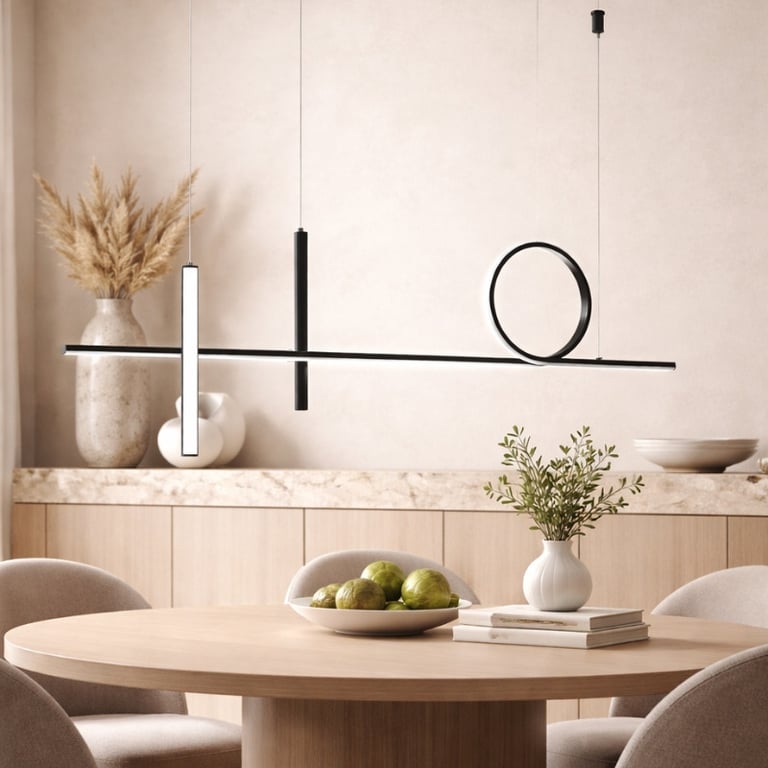 Pendente LED Geométrico Preto Multicolor 