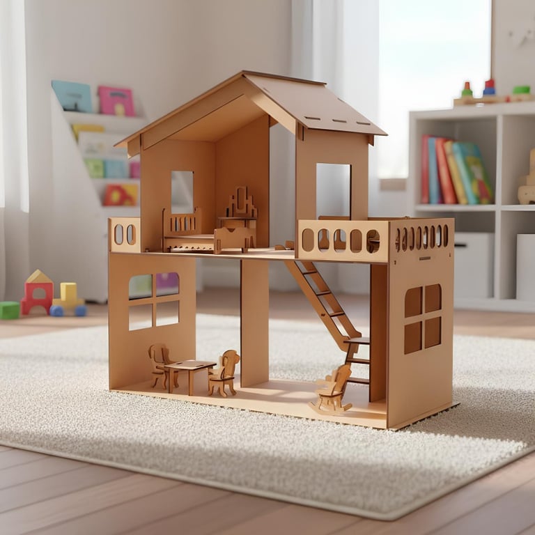 Casinha De Bonecas 3D Com 56 Peças Em Madeira