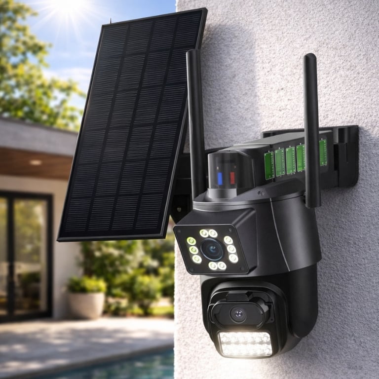 Câmera Solar AOV 360° com Visão Noturna Colorida e Sensor de Movimento