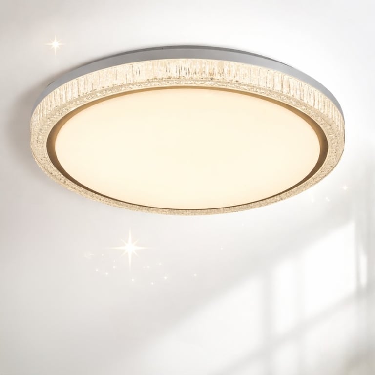 Luminária Plafon LED Redondo de Cristal Multicolor