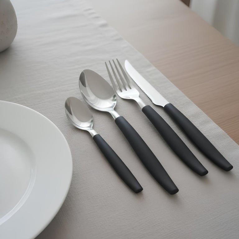 Conjunto De Talheres Preto 25 Peças Com Pote Moderno Prático