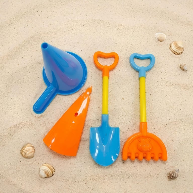 Kit Praia Infantil Com Funil Misturador Pá E Ancinho 