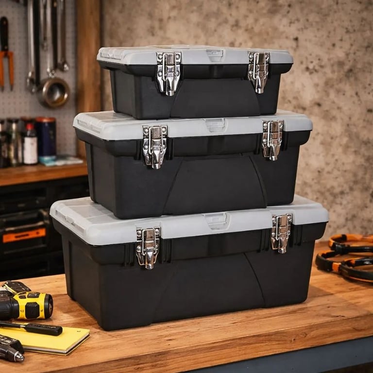 Kit 3 Caixas Plástica De Ferramentas Com Bandeja E Organizadores