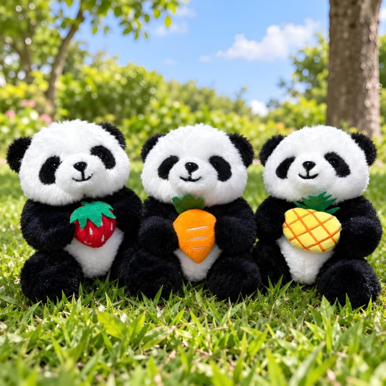 Panda De Pelúcia Com Chaveiro - 17cm