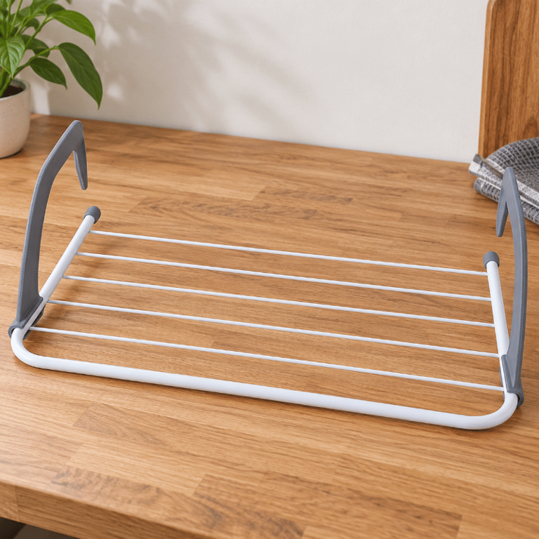 Varal Retrátil de Ferro 50x35x15,5cm Portátil Multiuso com Ganchos 