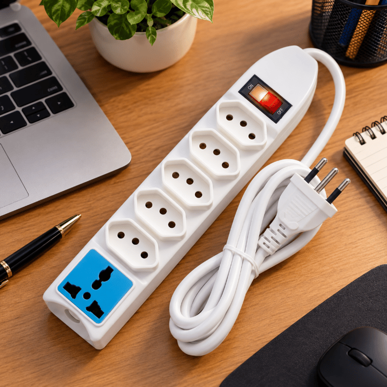 Extensão Filtro Linha Regua 5 Tomadas E 1 Universal Bivolt Com Interruptor Cabo 2 Metros