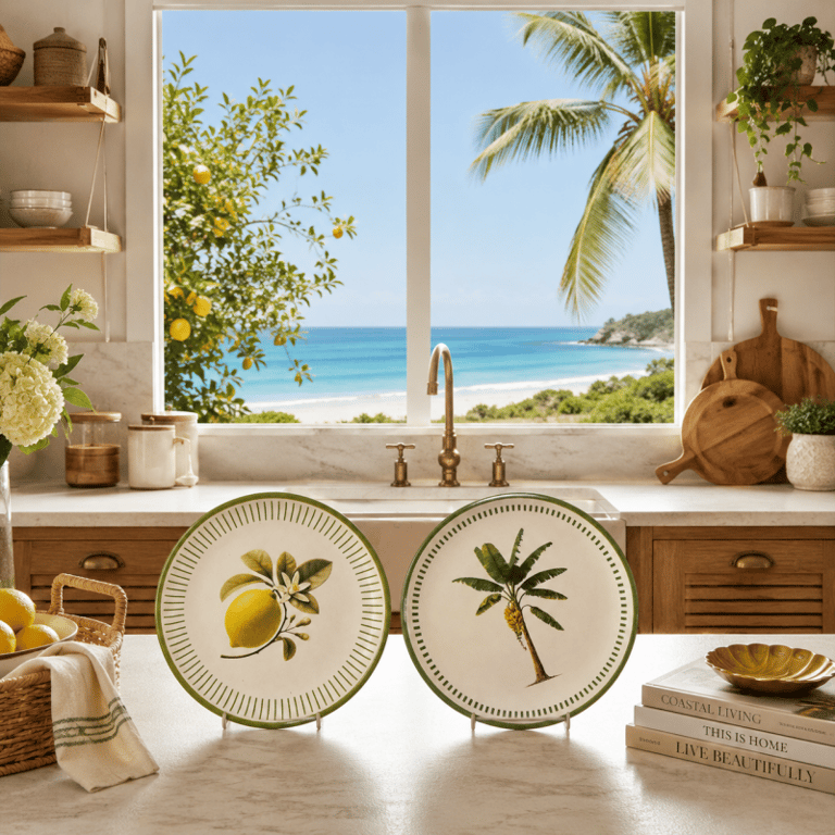 Prato Decorativo Tropical Limão ou Coqueiro Venda Unitária