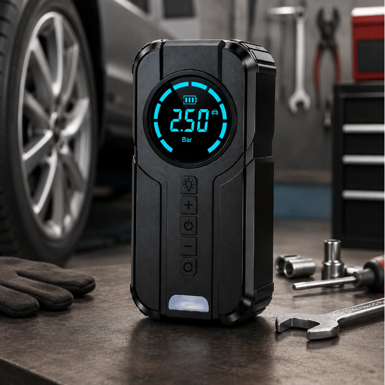 Bomba De Ar Elétrica Portátil Compressor Digital Inflador De Pneus Com Visor LED Para Carro Moto Bicicleta E Infláveis