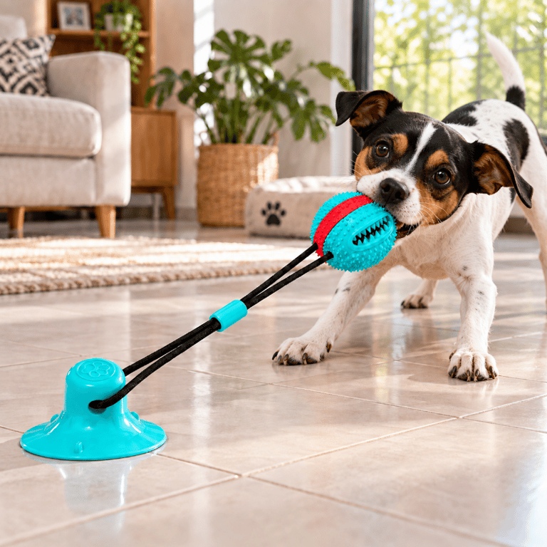 Brinquedo Interativo Para Cachorros Com Ventosa E Bola Porta Ração