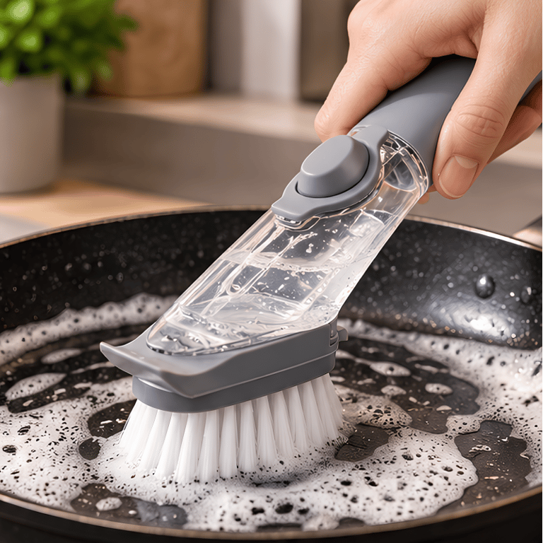 Escova de Limpeza Multiuso com Dispenser de Detergente Reservatório de 40 ml e Cabo Ergonômico