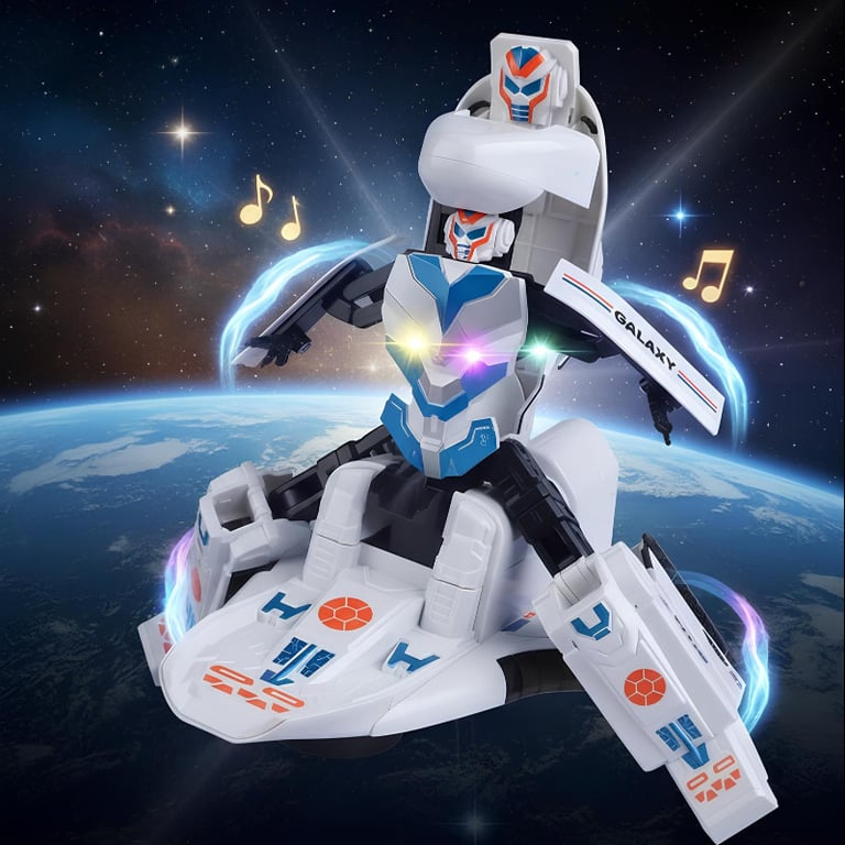 Super Robô Foguete Espacial 2 Em 1 Robô Vira Foguete Com Som E Luzes Coloridas