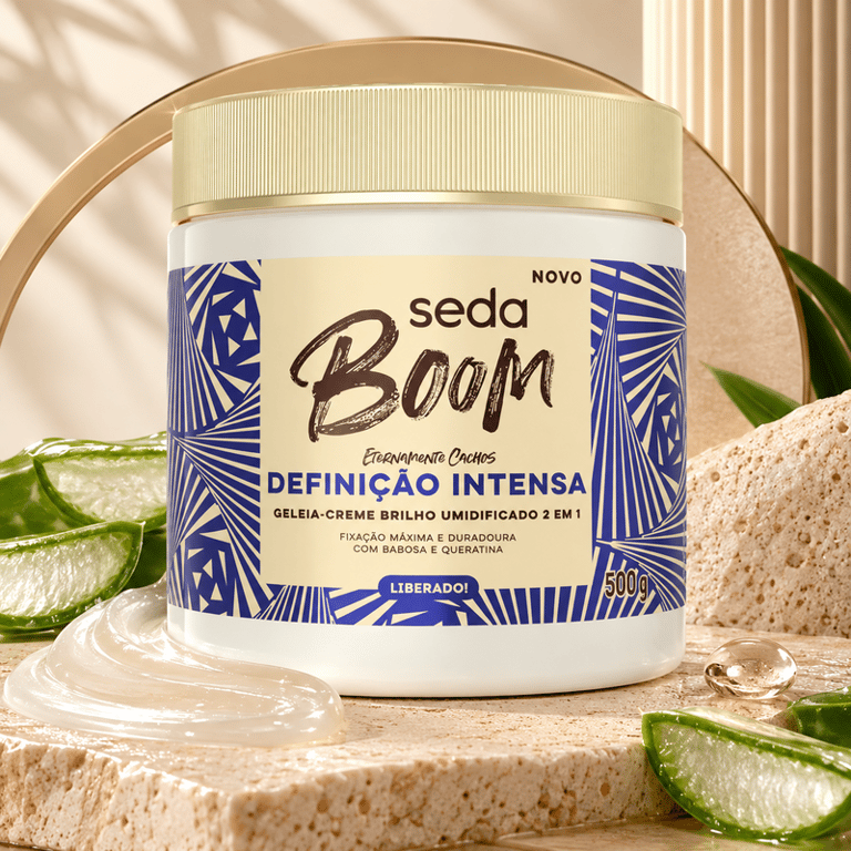 Geleia Creme Brilho Umidificado 2 em 1 Definição Intensa Seda Boom 500g
