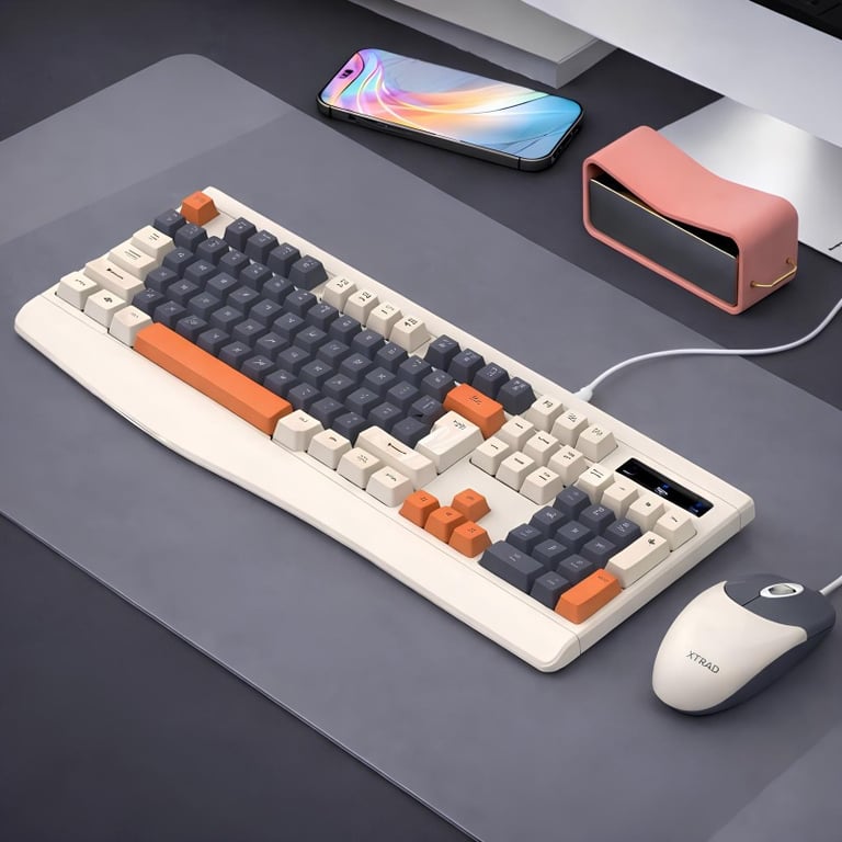 Kit Teclado E Mouse Retro Com Fio E Layout ABNT2 Conexão USB