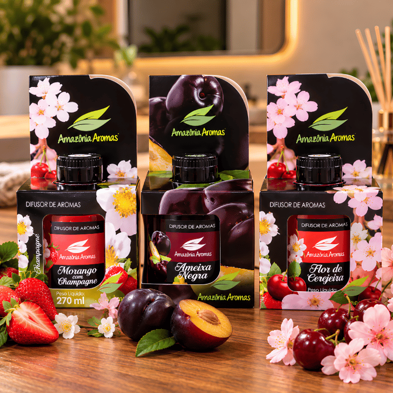 Difusor De Aromas Para Ambientes  Fragrâncias De Morango Com Champagne Ameixa Negra E Flor De Cerejeira