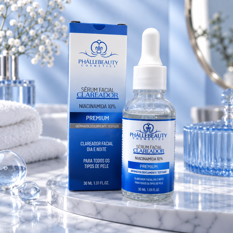 Sérum Facial Clareador Niacinamida 10% Premium Dia e Noite Phállebeauty 30ml