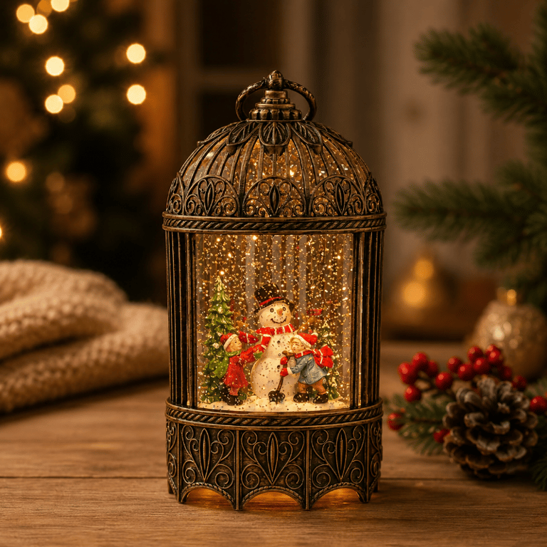 Lanterna de Mesa Natalina Decorativa Enfeite de Natal com Luz