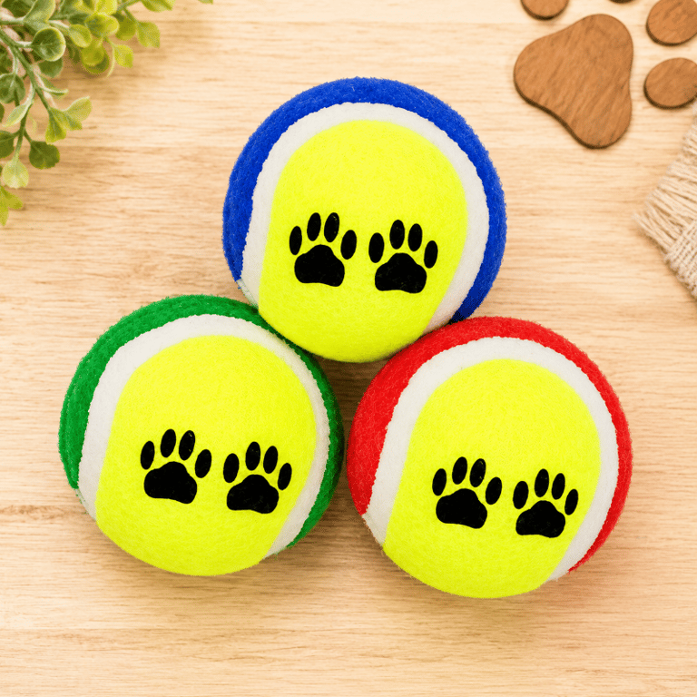 Kit Com 3 Bolas De Tênis Interativas Para Cachorros Com Patinhas