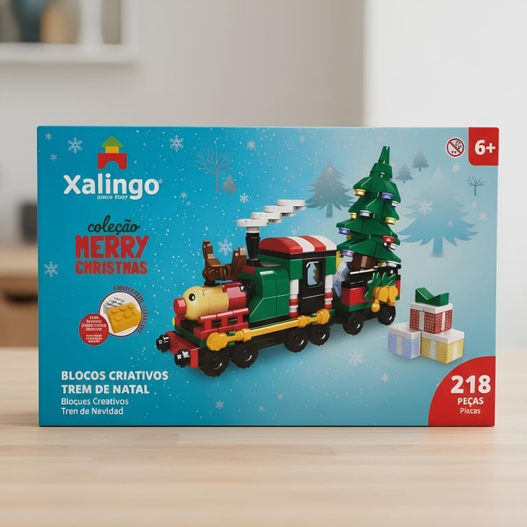 Blocos De Montar Trem De Natal 218 Peças
