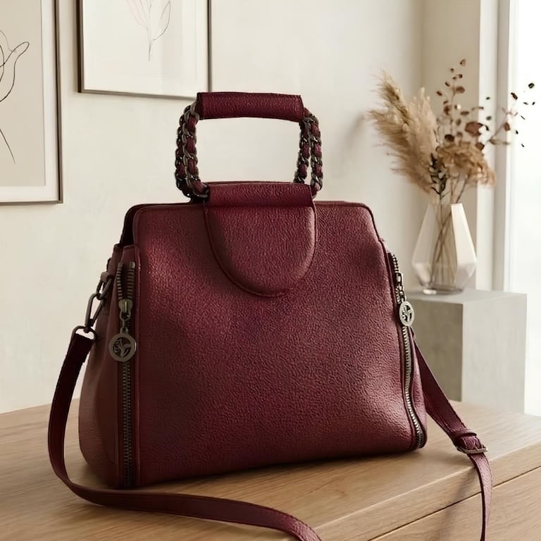 Bolsa Satchel Estruturada Com Formato Geométrico 