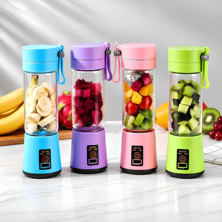 Mini Liquidificador Portátil 380ml 6 Laminas E Cabo USB Recarregável