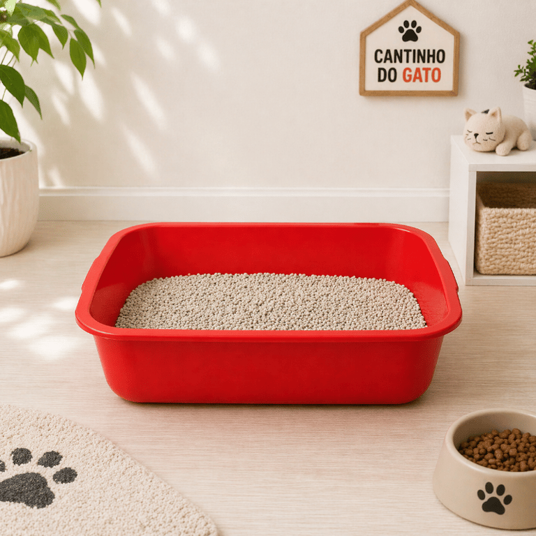 Bandeja Higiênica Para Gato Plástica Vermelha