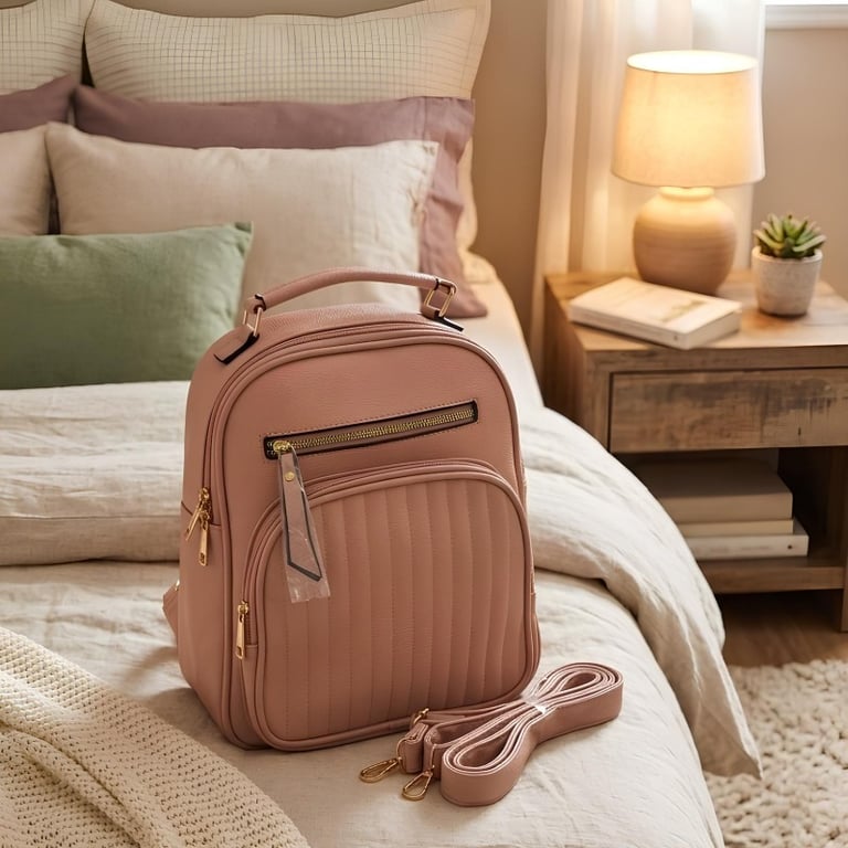 Mochila Feminina Multifunções com Acabamento Matelassê