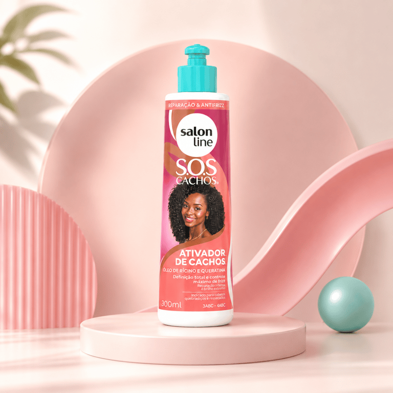 Ativador de Cachos S.O.S Cachos Óleo de Rícino e Queratina Salon Line 300ml