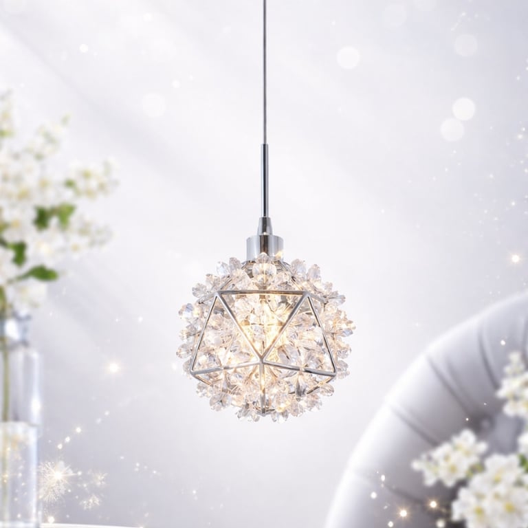 Luminária de Teto Cristal Prata