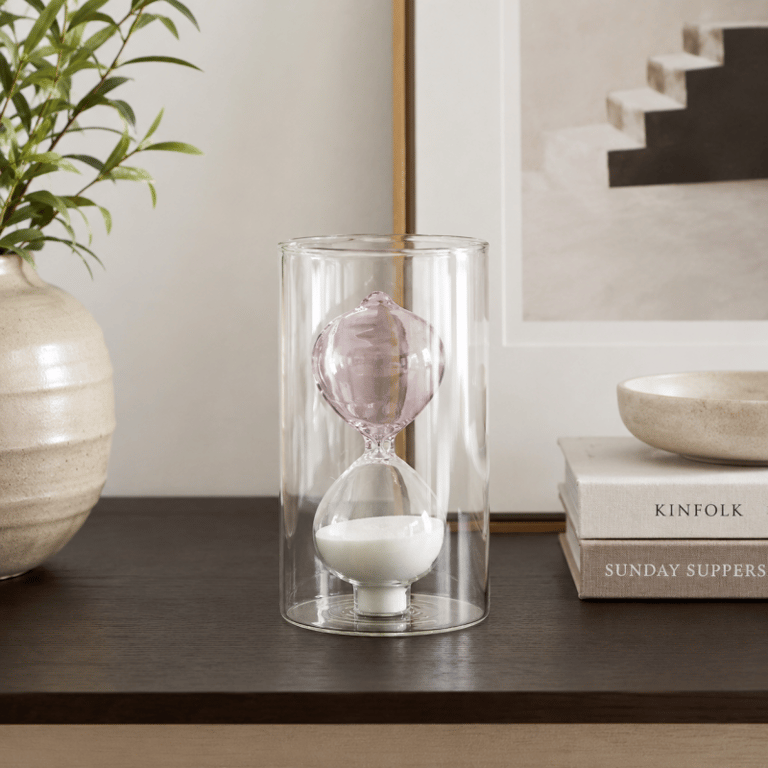 Ampulheta Decorativa em Vidro com Estrutura Cilíndrica