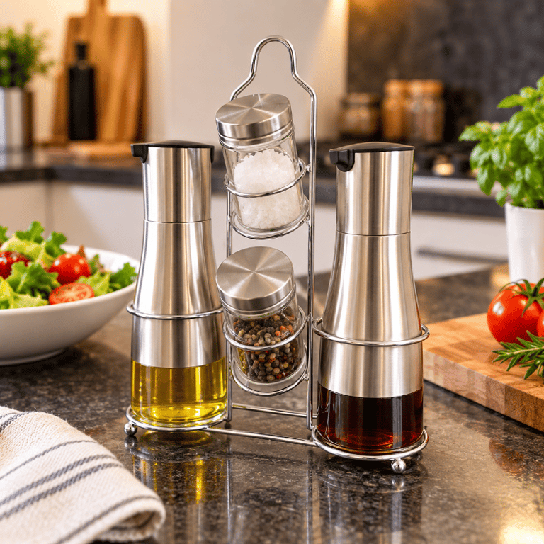 Galheteiro 4 Peças Com Suporte De Mesa  Elegante E Prático