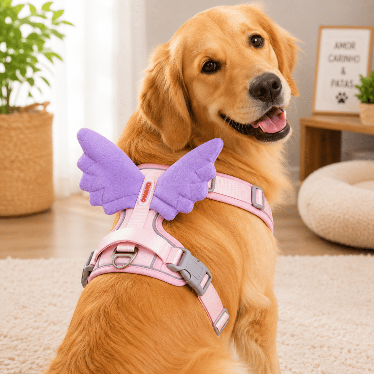 Peitoral Colete Com Asas E Guia Para Cães Porte Médio E Grande