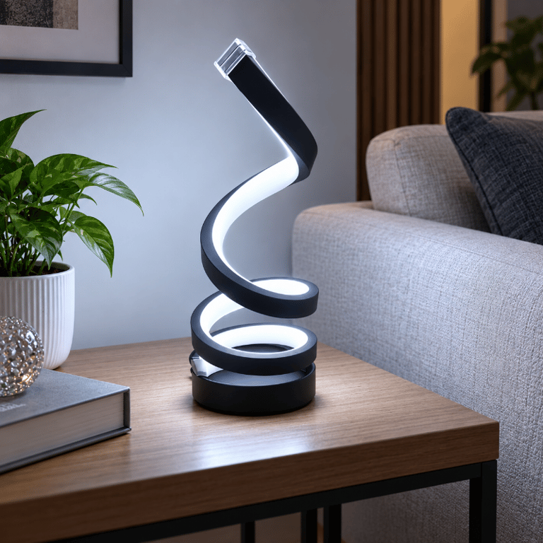 Abajur De Mesa LED Espiral Moderno USB Com Luz Ajustável