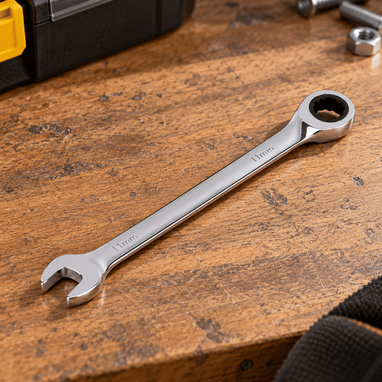 Chave Combinada com Catraca 11mm Boca Fixa e Estrela Catracada para Mecânica Manutenção e Reparos