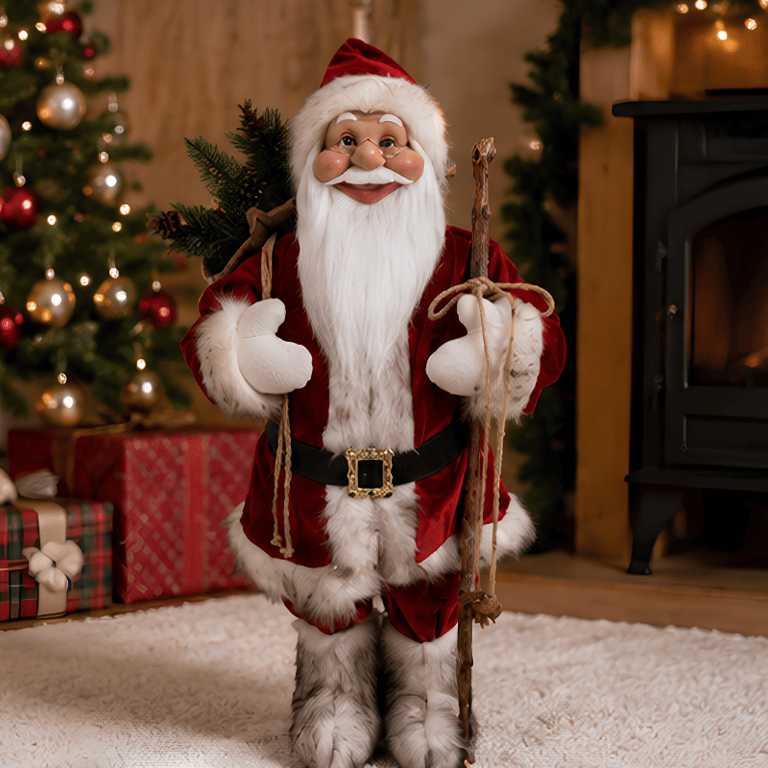 Papai Noel de 90 cm em Poliéster Decoração Natalina Sofisticada e Elegante para Enfeitar