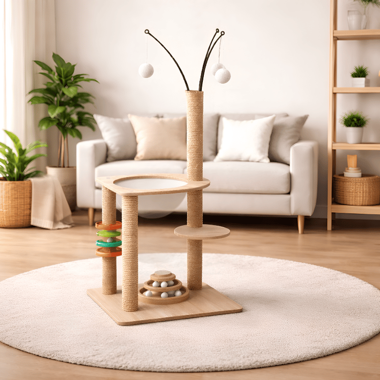 Arranhador Torre Interativa Com Brinquedos Para Gatos