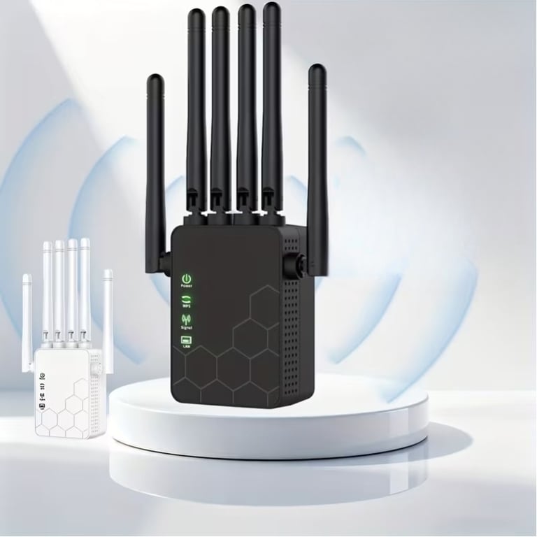 WiFi 1200Mbps com 6 Antenas Amplificador de Sinal Extensor de Rede Sem Fio AP Router para Internet Casa Escritório Jogos e Vídeos