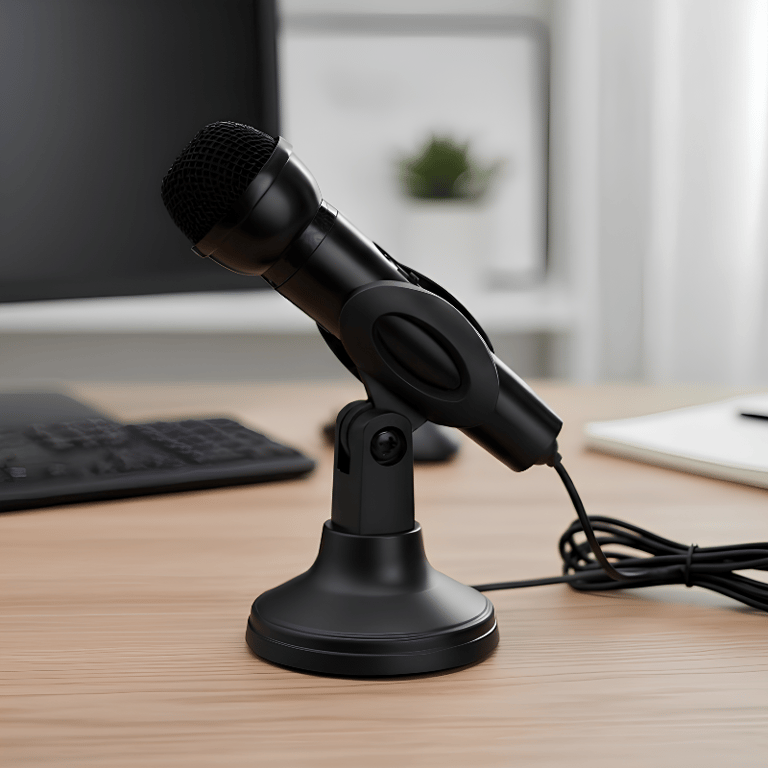 Microfone Condensador Omnidirecional Com Base Para PC E Notebook