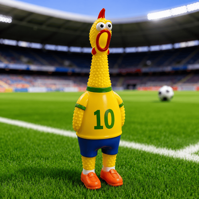 Brinquedo Mordedor Galinha Com Camiseta Da Seleção Brasileira Para Cães