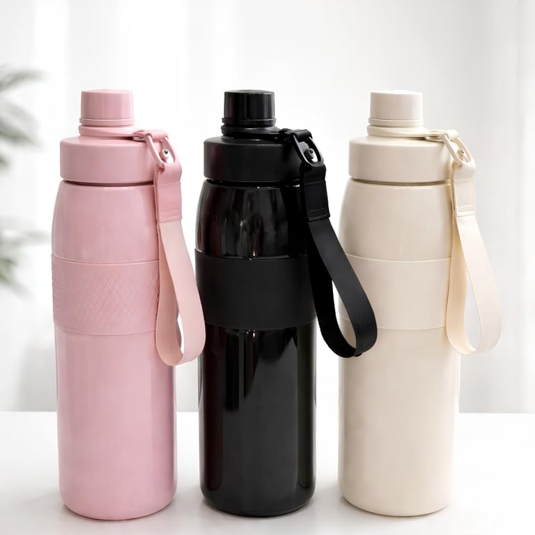Garrafa Térmica 650ml Design Moderno Com Alça E Tampa Rosqueável