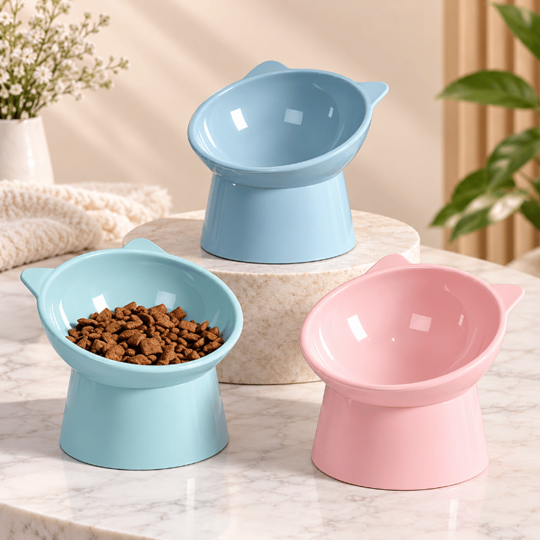 Comedouro Elevado Inclinado Para Cães E Gatos