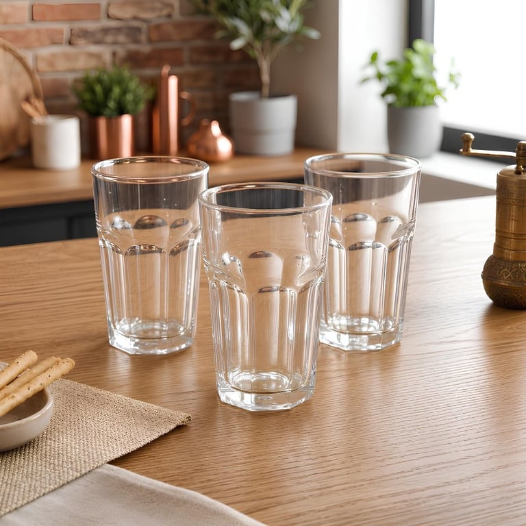 Kit Copos De Vidro Vitamina 350ml Conjunto Com 3 Peças Design Clássico E Resistente Para Uso Diário 