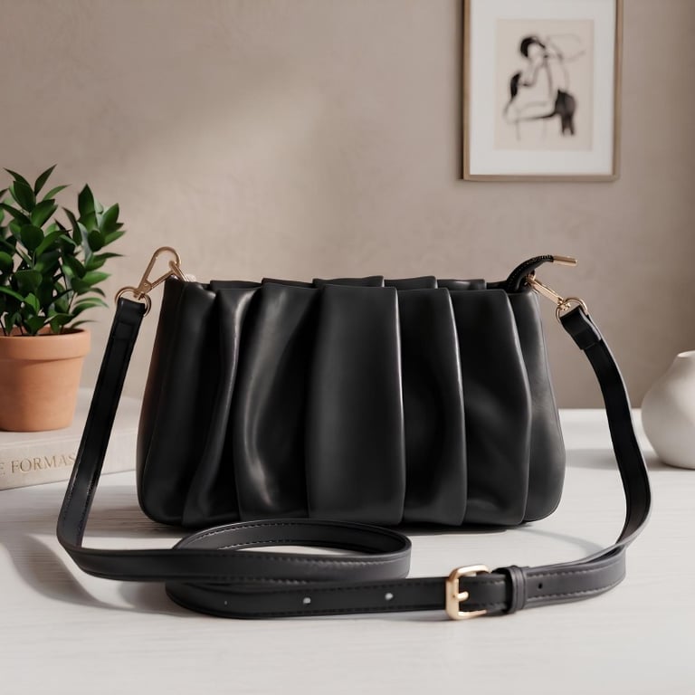 Bolsa Feminina De Ombro Com Design Plissado E Alça Estruturada Elegante