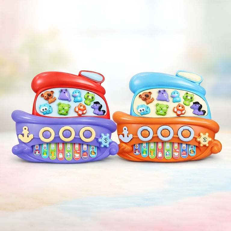 Piano Infantil Barco Pirata Musical Com Sons De Animais E Luzes